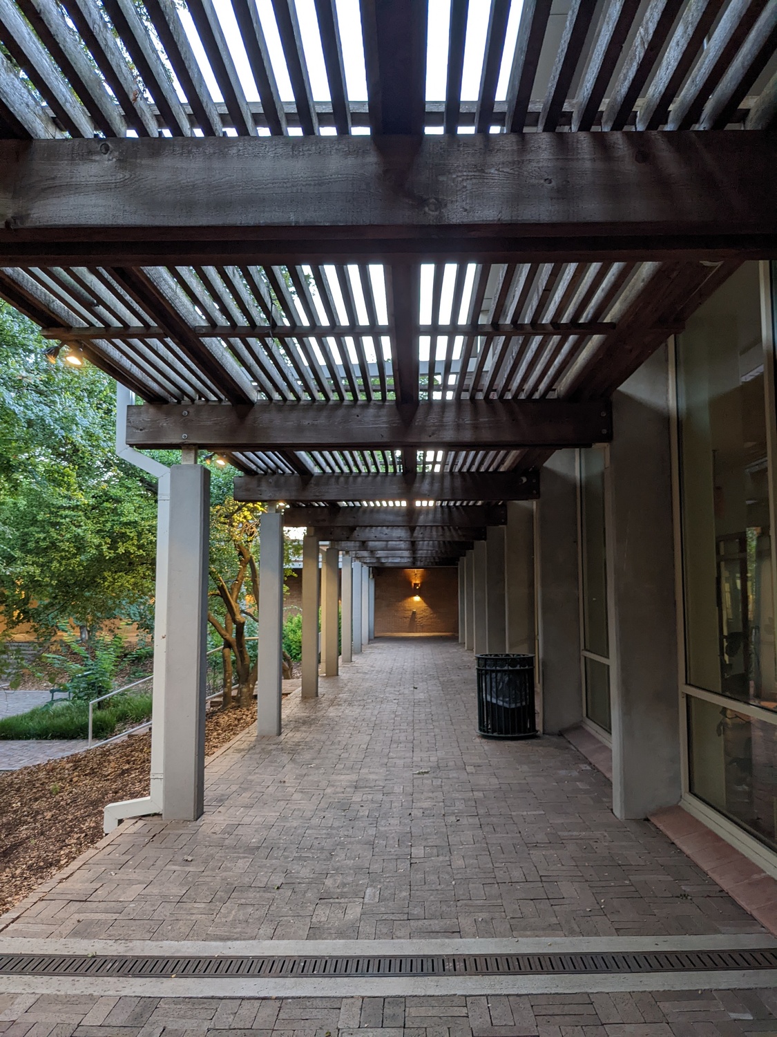 Courtyard pergola running east-west