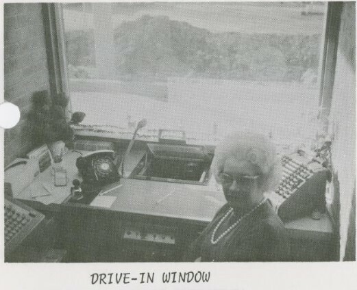 Drive-In window at Denton City Hall, December 1969.