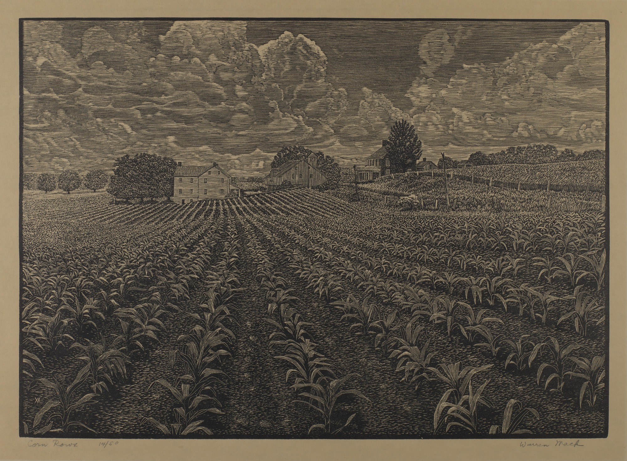 Warren Bryan Mack, Corn Rows, ca. 1920s-1940s, wood engraving on paper, Smithsonian American Art Museum, Bequest of Frank McClure, 1979.98.166.jpg