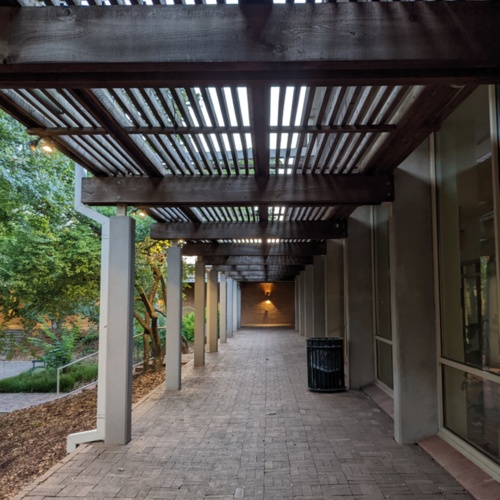 Courtyard pergola running east-west