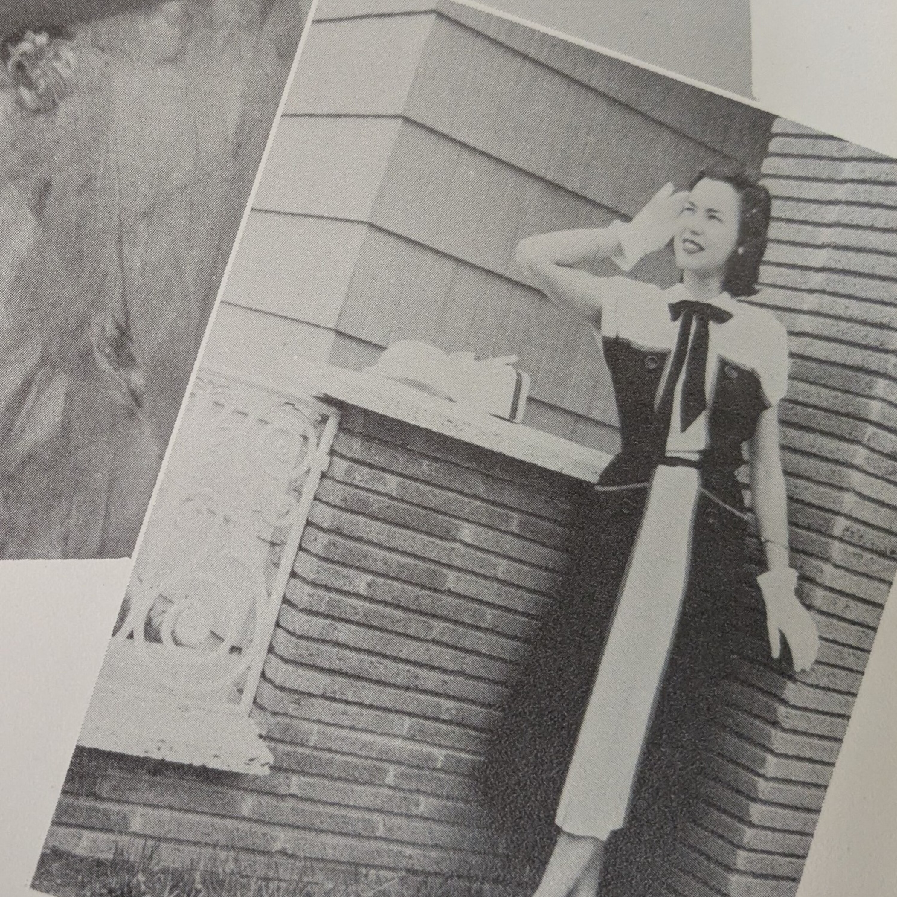 Betty Leake in front of the Baptist Union building.