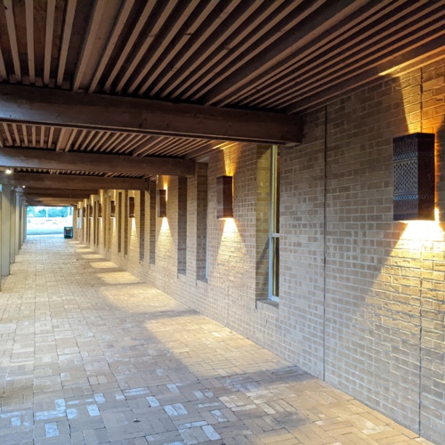 Pergola in City Hall courtyard facing south.