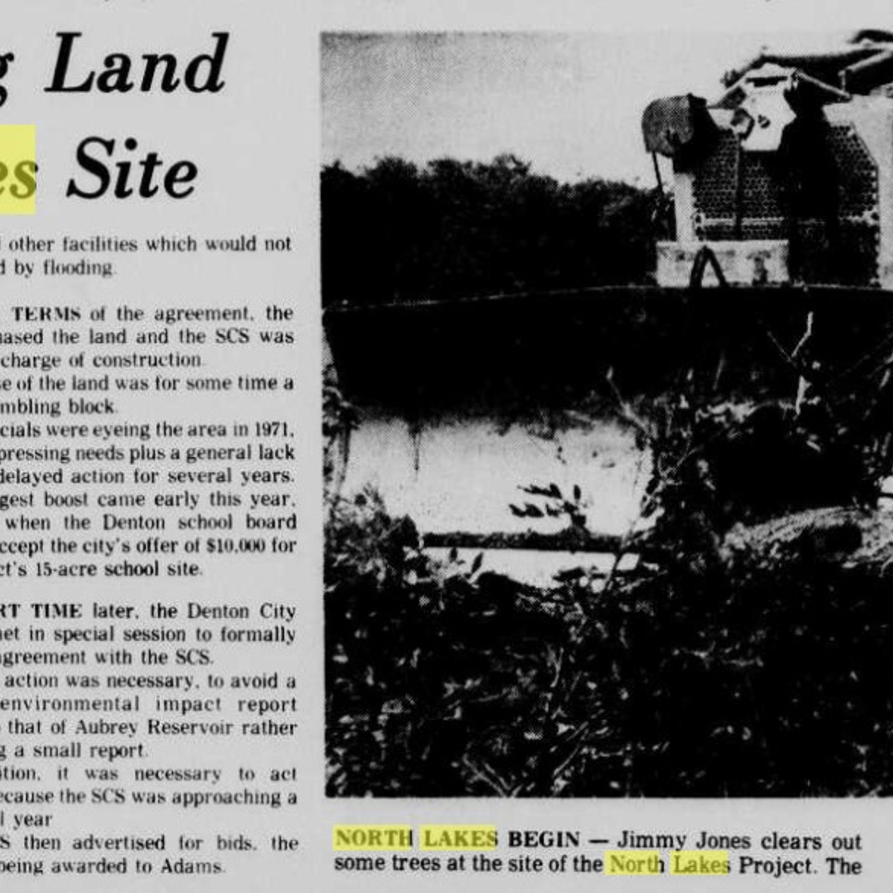 1974 08 13 Dozer clearing land on North Lakes site p1.jpg