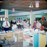 A busy day at the Circulation Desk.