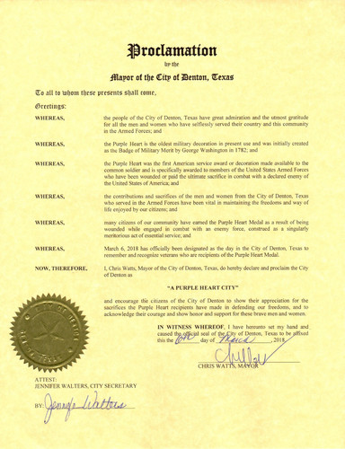 Purple Heart City Proclamation, DFW Mid-Cities Chapter 1513 Military Order of the Purple Heart(2).jpg