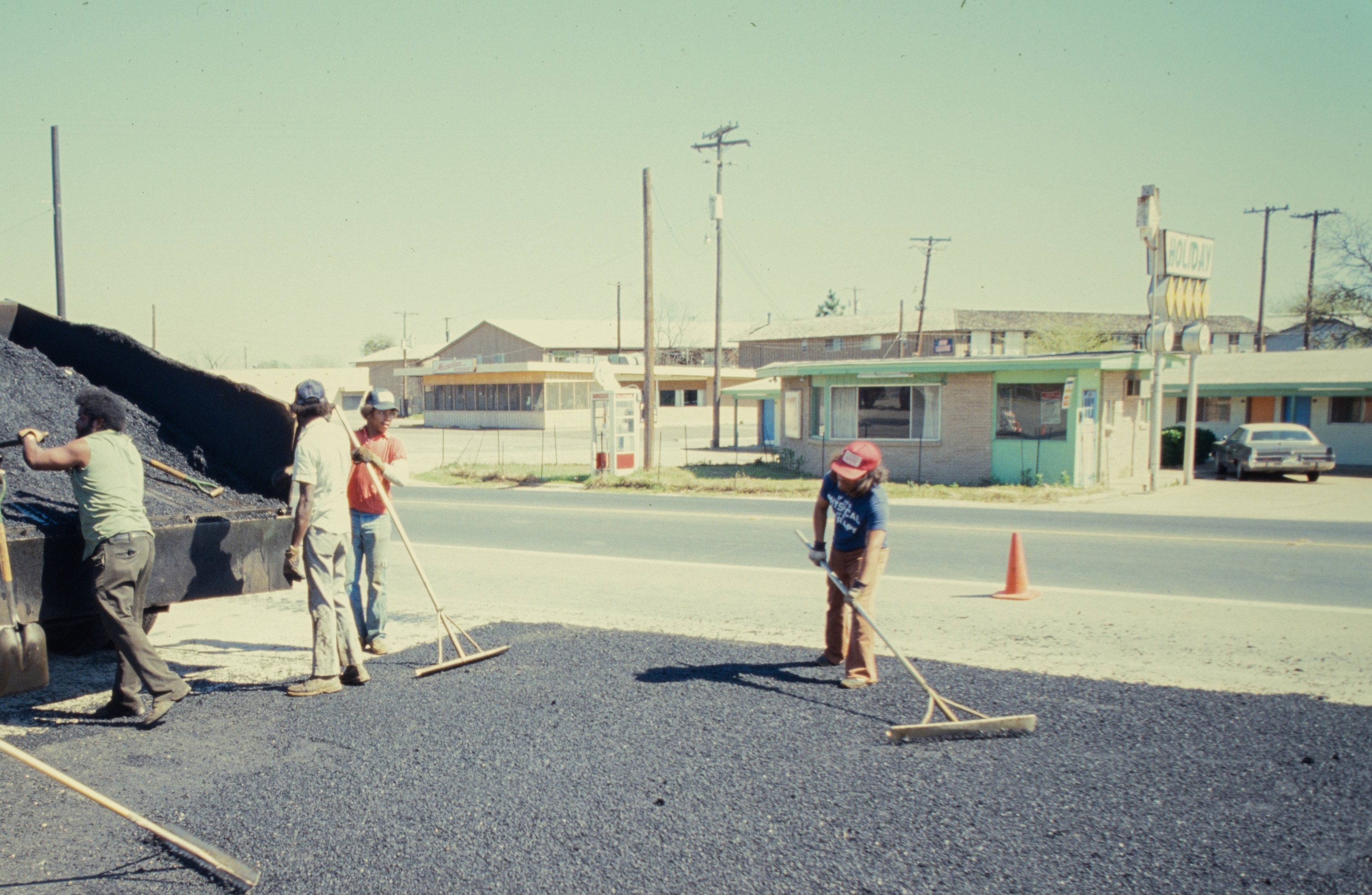 Roadwork in front of the Holiday Lodge Motel on University Drive