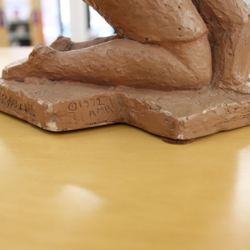 Another close-up photo of the base of the 'Play Time' sculpture reveals a copyright mark and the date 1972, along with the initials 'AMR' - which could have been the person who did the reproduction.